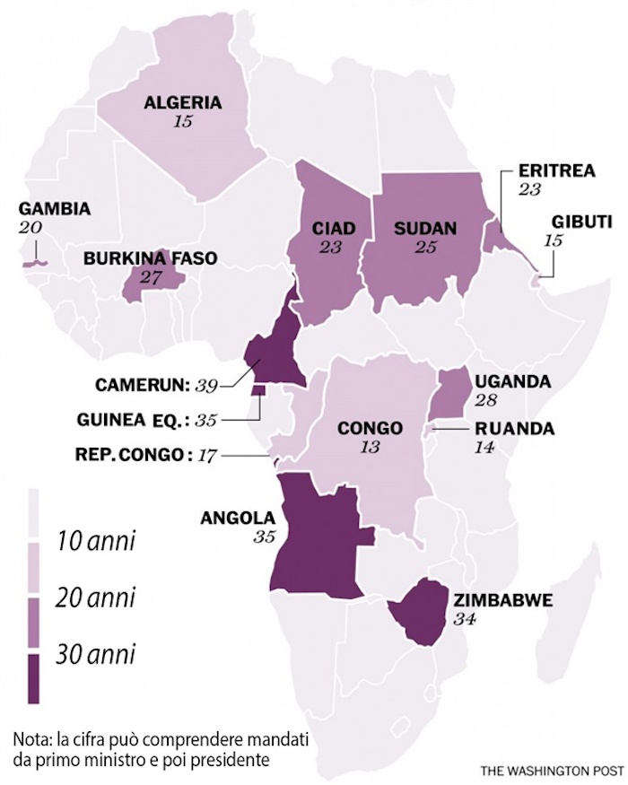 Mappa leader longevi Africa