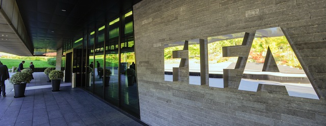 The logo of the FIFA (International Federation of Association Football) is seen on September 3, 2013 outside its headquarters in Zurich. AFP PHOTO / SEBASTIEN BOZON (Photo credit should read SEBASTIEN BOZON/AFP/Getty Images)