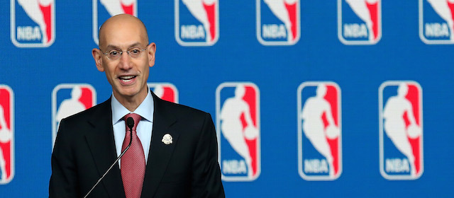 NBA commissioner Adam Silver addresses the media during a press conference before the the 2014 NBA All-Star Saturday 2014 as part of All-Star Weekend at the Smoothie King Center on February 15, 2014 in New Orleans, Louisiana. NOTE TO USER: User expressly acknowledges and agrees that, by downloading and or using this photograph, User is consenting to the terms and conditions of the Getty Images License Agreement.