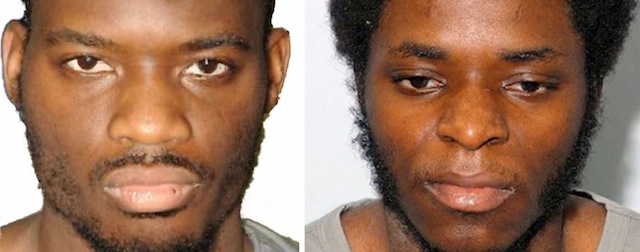 This undated file combination image released by the Metropolitan Police shows Lee Rigby's killers Michael Adebolajo, left, and Michael Adebowale. British lawmakers say two Islamic extremists who murdered a soldier in a London street had been under scrutiny by the intelligence services, and one had expressed his intention of killing a soldier in an online exchange months before the attack. Parliament's Intelligence and Security Committee says that if British spies had known of Michael Adebowale's declaration, "there is a significant possibility" they could have prevented the murder. (AP Photo/Metropolitan Police, File)