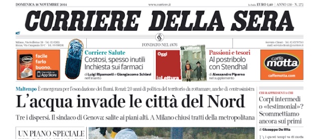 Le prime pagine di domenica 16 novembre 2014