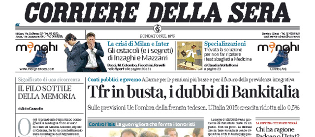 Le prime pagine di martedì 4 novembre 2014