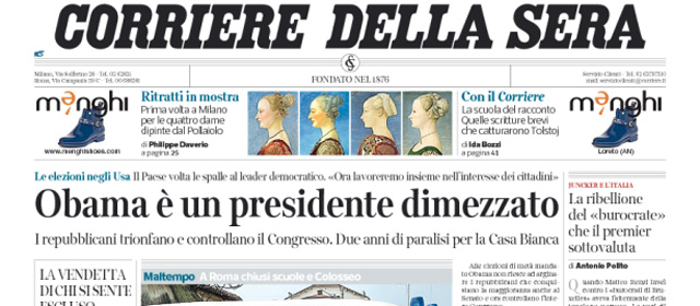 Le prime pagine di giovedì 6 novembre 2014