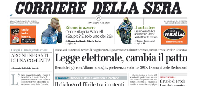 Le prime pagine di martedì 11 novembre 2014