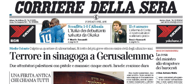 Le prime pagine di mercoledì 19 novembre 2014