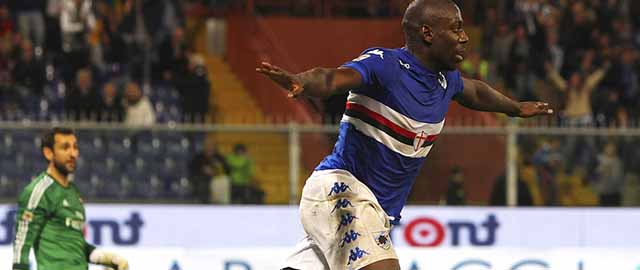 GENOA, ITALY - NOVEMBER 08: Stefano Chuka Okaka of UC Sampdoria celebrates his goal during the Serie A match between UC Sampdoria and AC Milan at Stadio Luigi Ferraris on November 8, 2014 in Genoa, Italy. (Photo by Marco Luzzani/Getty Images)