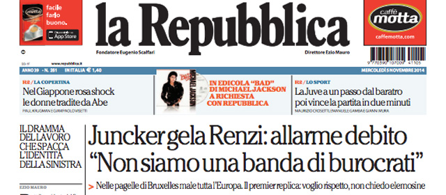 Le prime pagine di mercoledì 5 novembre 2014