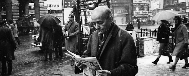26th January 1963: French politician Georges Bidault (1899 - 1983) wanders through London's Piccadilly Circus during his period of exile from France. (Photo by M. McKeown/Express/Getty Images)