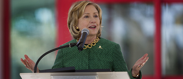 MEMPHIS, TN - NOVEMBER 20: Hillary Rodham Clinton speaks at the dedication of The Marlo Thomas Center For Global Education &amp; Collaboration at St. Jude Children's Research Hospital on November 20, 2014 in Memphis, Tennessee. (Photo by Greg Campbell/Getty Images for St. Jude Children's Research Hospital)