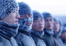 L'addestramento di soldati cinesi, a 30 gradi sotto zero