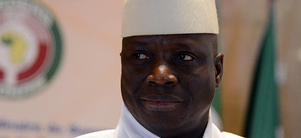 President Yahya Jammeh of Gambia attends the 44th summit of the 15-nation west African bloc ECOWAS at the Felix Houphouet-Boigny Foundation in Yamoussoukro on March 28, 2014. The 15-member Economic Community of West African States said the Ebola outbreak was now "a serious threat to regional security" and appealed for help from the international community.Guinea's capital Conakry was on high alert Friday after a deadly Ebola epidemic which has killed dozens in the southern forests was confirmed to have spread to the sprawling port city of two million people. AFP PHOTO / ISSOUF SANOGO (Photo credit should read ISSOUF SANOGO/AFP/Getty Images)