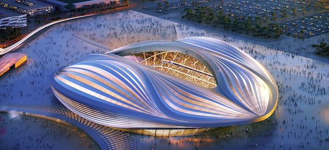 This computer image released by Qatar’s Supreme Committee for Delivery &amp; Legacy of an artist's impression shows the Al Wakrah Stadium, Qatar . The 2022 World Cup in Qatar, the wealthy oil- and gas-producing Gulf nation with giant look-at-me ambitions that belie its small size, is shaping up as a unique experience. There will be eight to 12 venues, but the exact number hasn’t been disclosed yet (AP Photo/Qatar’s Supreme Committee for Delivery &amp; Legacy)