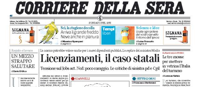 Le prime pagine di sabato 27 dicembre 2014