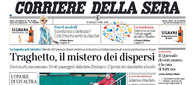 Le prime pagine di martedì 30 dicembre 2014