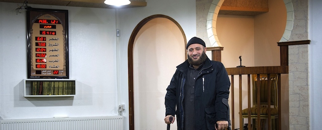 This picture taken on November 14, 2014 shows Oussama el-Saadi, chairman of the mosque at Grimhojvej, outside of Aarhus. Denmark's jihadist rehab: homework, football and Islam Denmark has set up special centres offering rehabilitation for would-be Syria fighters as well as those returning, but some claim the programmes trivialise extremism and want to see more prosecutions. AFP PHOTO / Bjorn Lindgren (Photo credit should read BJORN LINDGREN/AFP/Getty Images)
