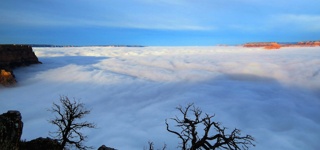 Il versante sud del Grand Canyon National Park, in Arizona, durante l'inversione termica di giovedì 11 dicembre 2014. 
(AP Photo/National Park Service, Maci MacPherson)