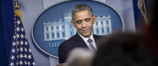 US President Barack Obama speaks during a press conference in the briefing room of the White House December 19, 2014 in Washington, DC. Obama addressed the press before traveling with the first family on their annual Christmas beach vacation in the president's birth state of Hawaii. AFP PHOTO/BRENDAN SMIALOWSKI (Photo credit should read BRENDAN SMIALOWSKI/AFP/Getty Images)