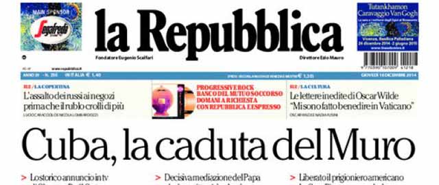 Le prime pagine di giovedì 18 dicembre 2014