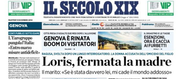 Le prime pagine di martedì 9 dicembre 2014