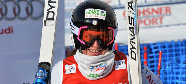 Elena Fanchini of Italy after competing in the first women's downhill training session during the Alpine Skiing FIS World Cup at Lake Louise, Canada on December 2, 2014. AFP PHOTO/Mark RALSTON (Photo credit should read MARK RALSTON/AFP/Getty Images)