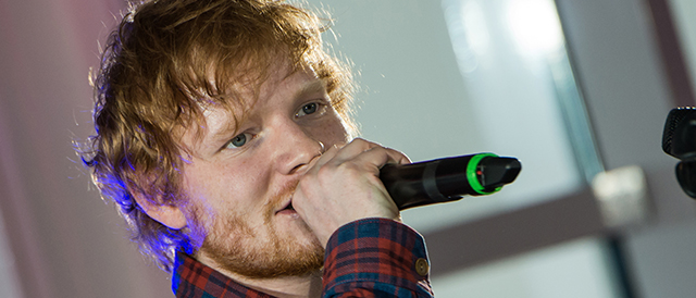 GARMISCH-PARTENKIRCHEN, GERMANY - DECEMBER 15: Ed Sheeran performs live during the Telekom Street Gig at Zugspitze at 2962 Meters above sealevel on December 15, 2014 in Garmisch-Partenkirchen, Germany. (Photo by Joerg Koch/Getty Images)