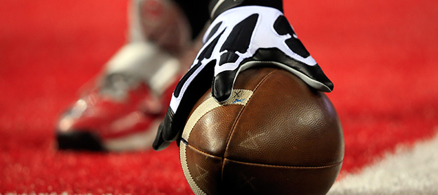 ARLINGTON, TX - JANUARY 12: Wilson footballs are seen on the field before the College Football Playoff National Championship Game at AT&amp;T Stadium on January 12, 2015 in Arlington, Texas. (Photo by Jamie Squire/Getty Images)