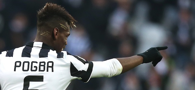 Juventus' French midfielder Labile Paul Pogba celebrates after scoring during the Italian Serie A football match Juventus Vs Chievo Verona on January 25, 2015 at the Juventus Stadium in Turin. AFP PHOTO / MARCO BERTORELLO (Photo credit should read MARCO BERTORELLO/AFP/Getty Images)