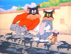 Un fotogramma di un vecchio cartone animato di Tom e Jerry, che sui principali network televisivi è censurato.