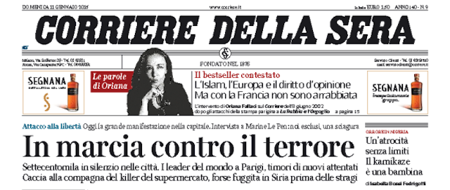 Le prime pagine di domenica 11 gennaio 2015