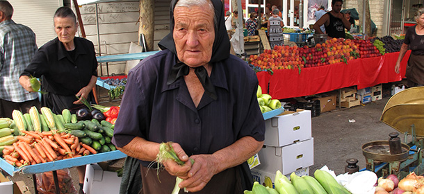 Villager in the flea market of fruit and vegetable next to the Palace of Diocletian in Split, Dalmatia, Croatia. (Photo by Cristina Arias/Cover/Getty Images)