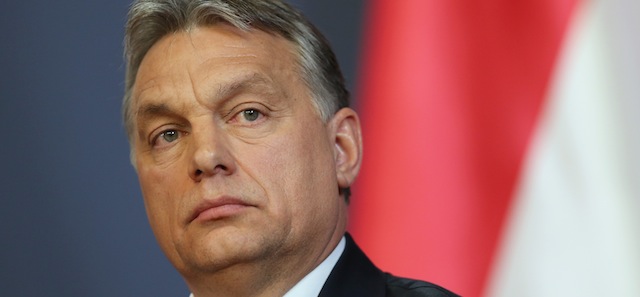 BUDAPEST, HUNGARY - FEBRUARY 17: Hungarian Prime Minister Viktor Orban speaks to the media with Russian President Vladimir Putin at Parliament on February 17, 2015 in Budapest, Hungary. Putin is in Budapest on a one-day visit, his first visit to an EU-member country since he attended ceremonies marking the 70th anniversary of the D-Day invasions in France in June, 2014. (Photo by Sean Gallup/Getty Images)
