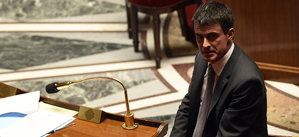 French Prime minister Manuel Valls is pictured following the parliamentary vote of confidence over the government's economic reforms, on February 19, 2015 at the French national Assembly in Paris. The confidence motion was sparked when Prime Minister Manuel Valls on February 17, 2015 employed a rarely-used constitutional device to force through a key package of reforms without a parliamentary vote. AFP PHOTO/ MARTIN BUREAU (Photo credit should read MARTIN BUREAU/AFP/Getty Images)