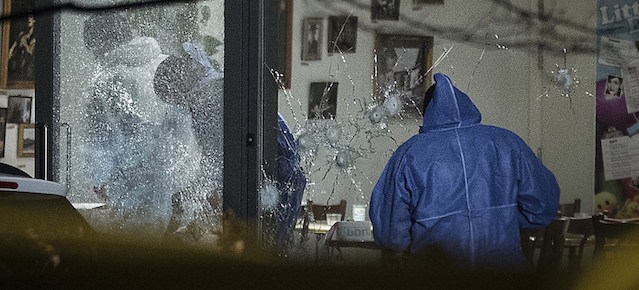 La vetrata del centro culturale a Copenhagen dove c'è stato il primo attacco.
(CLAUS BJORN LARSEN/AFP/Getty Images)