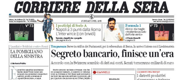 Le prime pagine di martedì 24 febbraio 2015
