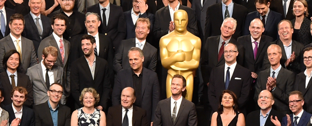 BEVERLY HILLS, CA - FEBRUARY 02: Academy Awards nominees including Michael Keaton, Robert Duvall, Marion Cotillard, Clint Eastwood, Common, Bonnie Arnold, Armando Bo, Keven McAlester, Dan Gilroy, and Dana Perry and host Neil Patrick Harris attend the 87th Annual Academy Awards Nominee Luncheon at The Beverly Hilton Hotel on February 2, 2015 in Beverly Hills, California. (Photo by Kevin Winter/Getty Images)