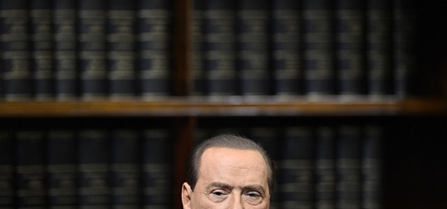 Former Italian Prime Minister Silvio Berlusconi speaks during a press conference on May 25, 2012 at the senate in Rome. Berlusconi suggested during a press conference with the secretary general of the Popolo della Liberta (PDL) party, Angelino Alfano, an institutional reform in the Italian institutional system, based on the French presidential one. AFP PHOTO / FILIPPO MONTEFORTE (Photo credit should read FILIPPO MONTEFORTE/AFP/GettyImages)
