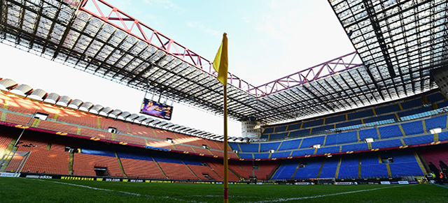 MILAN, ITALY - FEBRUARY 26: A general view of the stadium prior to the UEFA Europa League Round of 32 match between FC Internazionale Milano and Celtic FC at Stadio Giuseppe Meazza on February 26, 2015 in Milan, Italy. (Photo by Jamie McDonald/Getty Images)