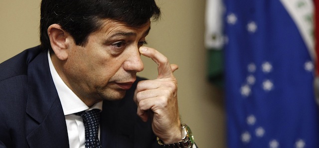 Italy's lower house Vice-president Maurizio Lupi gestures during a meeting with representatives of Brazil's lower house foreign affairs commission to discuss about Italian activist Cesare Battisti's extradition on February 17, 2009 in Brasilia. Brazil's supreme court has rejected a legal challenge by Italy over Brasilia's decision to given political refugee status to a fugitive former militant Rome describes as a "terrorist." AFP PHOTO/Evaristo SA (Photo credit should read EVARISTO SA/AFP/Getty Images)