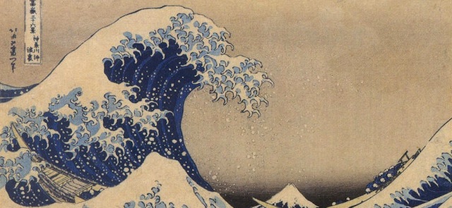 In this image provided by the Japan Information and Culture Center, "Thirty-Six Views of Mount Fuji: The Hollow of the Great Wave off Kanangawa (The Big Wave) by Katsushika Hokusai is seen. "Ukiyo-E" from the Kawasaki Isago no Sato Musuem opens Friday, May 20, 2005 at the Japan Information and Culture Center at the Japanese Embassy in Washington and closes July 12, 2005. (AP Photo/Japan Information and Culture Center)