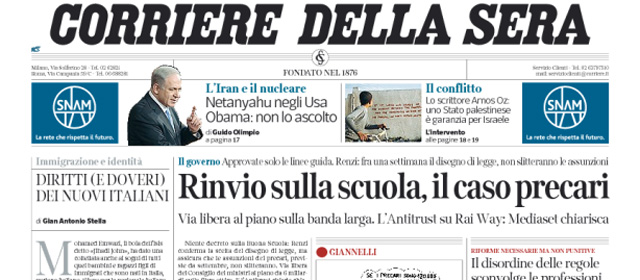 Le prime pagine di mercoledì 4 marzo 2015
