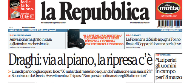 Le prime pagine di venerdì 6 marzo 2015