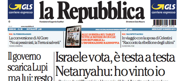 Le prime pagine di mercoledì 18 marzo 2015