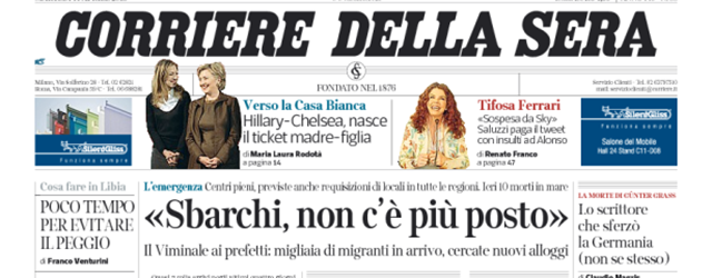 Le prime pagine di martedì 14 aprile 2015