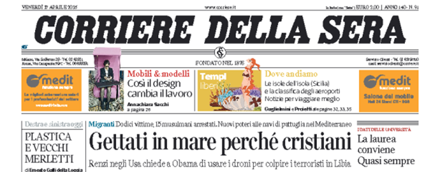 Le prime pagine di venerdì 17 aprile 2015