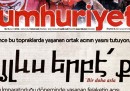 La prima pagina del giornale turco "Cumhuriyet" sul genocidio degli armeni