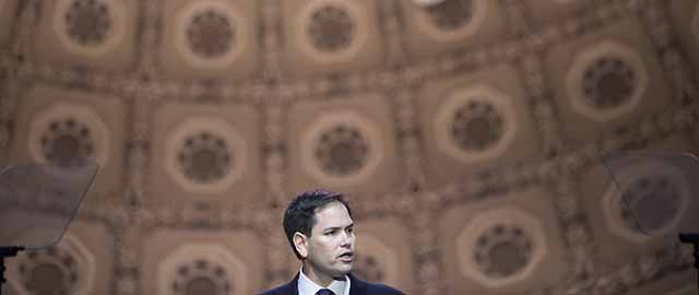 Senator Marco Rubio (R-FL) speaks during the American Conservative Union Conference March 6, 2014 in National Harbor, Maryland. The annual conference is a meeting of politically conservatives Americans. AFP PHOTO/Brendan SMIALOWSKI (Photo credit should read BRENDAN SMIALOWSKI/AFP/Getty Images)
