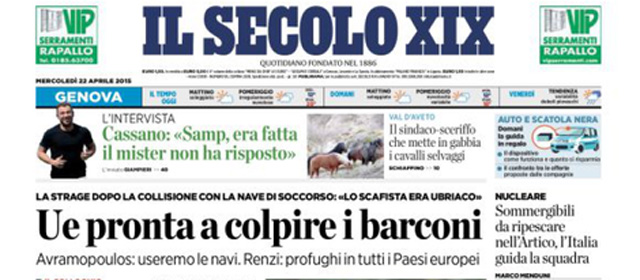 Le prime pagine di mercoledì 22 aprile 2015