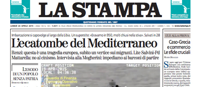 Le prime pagine di lunedì 20 aprile 2015
