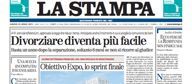 Le prime pagine di giovedì 23 aprile 2015