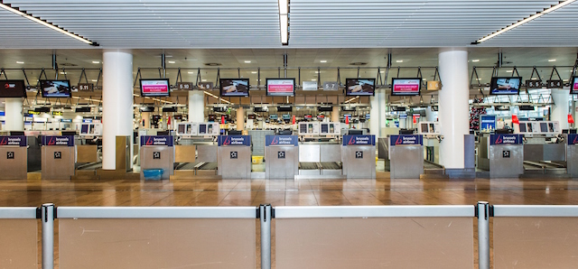 A photo shows the empty airport departure hall on December 15, 2014 in Zaventem during a general strike in Belgium to protest against austerity measures taken by the Michel I Federal Government. The strike in Zaventem airport started at 22:00 on Sunday evening and it will last 24 hours. Many flights were cancelled. AFP PHOTO /BELGA PHOTO JONAS ROOSENS (Photo credit should read JONAS ROOSENS/AFP/Getty Images)